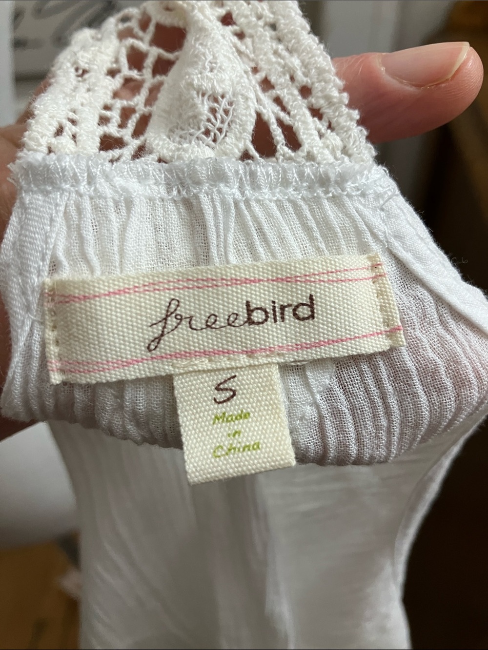 freebird White Lace-Trim Button-Front Camisole - Picture 6 of 6